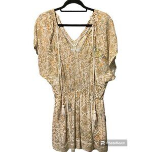 CLEOBELLA Tassel Tie Elastic Waist Flowy Printed Mini Dress sz. Medium
